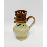 Stoneware two tone puzzle jug, 20cm high