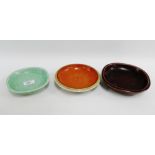 Royal Copenhagen Marselis brown glazed dish by Gunnar Nylund, together with another smaller green