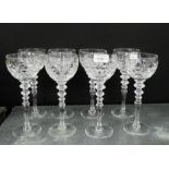 Set of eight knop stemmed wine glasses, 19cm high, (8)
