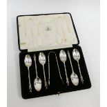 George V set of six silver teaspoons, Mappin & Webb, London 1921, in fitted case
