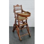 Late 19th / early 20th century child's high chair, 96 x 35cm
