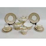 19th century white glazed porcelain and gilt decorated teaset comprising teapot, sucrier, slop bowl,