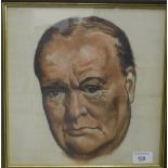 "Winston Churchill" Oil Sketch, apparently unsigned, in a glazed and gilt wood frame, 28 x 28cm