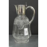 Epns and cut glass claret jug, 22cm high