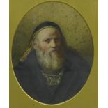 After Rembrandt 'Rabbi' Watercolour, inscribed, monogrammed and dated 1897, in a gilt wood and