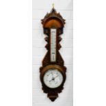J. Brown oak cased wall barometer
