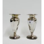 Pair of George V silver vases of fluted tapering form by Nixon & Son, Chester 1919 (2) (weighted)