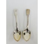 Two Victorian Scottish silver fiddle pattern teaspoons by Samuel Weir, Edinburgh 1859 (2)