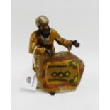 Austrian cold painted Spelter figure of a 'Carpet Seller', stamped made in Austria, 17cm high