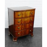 Small mahogany bow front chest with four drawers on bracket feet, 72 x 56cm