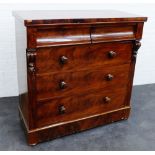 Victorian mahogany Scotch chest, the rectangular top over two short and three long drawers, 120 x