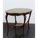 Edwardian mahogany two tier side table, 74 x 92cm
