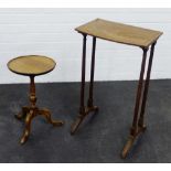 Mahogany pedestal wine table together with a side table, 72 x 42cm (2)