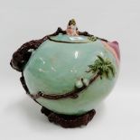 Exceptionally large Shiwan peach shaped jar and cover, 35cm high