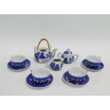 Chinese blue and white 'Willow' patterned miniature teaset, (11)