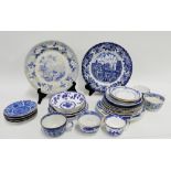 Quantity of miscellaneous Staffordshire blue and white pottery and porcelain to include cups,