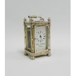 Charles Frodsham miniature silver cased carriage clock, London 1979 11cm including handle