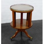 Mahogany revolving bookcase / side table with brass gallery to top, 68 x 66cm