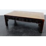 Oriental hardwood low table, 28 x 80cm