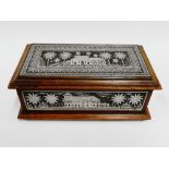 Eastern hardwood box mounted with Niello style white metal mounts, 24 x 13cm