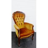 Buttonback upholstered armchair, 108 x 70cm