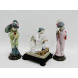 Three Lladro Spanish porcelain figures, tallest 30cm, (3)