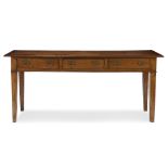 A provincial George III walnut three-drawer sideboard late 18th century H: 31 1/2, W: 66, D: 17 in.