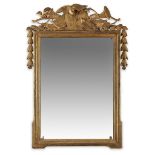 A Louis XVI style carved gesso and giltwood overmantel mirror 19th century H: 50, W: 35 in.