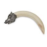 An Austrian silver-mounted hippo tusk cigar cutter Georg Adam Scheid, Vienna, circa 1900