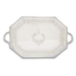 A George III sterling silver two-handled tray unknown maker HS, London, 1802 Of octagonal form,