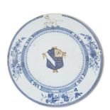 A large Chinese export porcelain armorial circular platter 19th century Dia: 14 in.