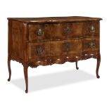 A Continental Baroque walnut two-drawer commode possibly German or North Italian, mid 18th century