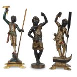 Three small Venetian polychromed figural torchères 19th century H: 24 in. PROVENANCE: Property of