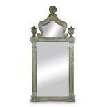 A large Venetian Baroque style mirror contemporary With faux mercury mirrored distressed central