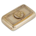 A 14-karat gold pillbox with a Napoleonic medallion maker unknown, marked 14k, circa 1880