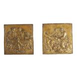 Two Continental lacquer-gilt lead bas reliefs of the Four Evangelists 19th century One depicting St.