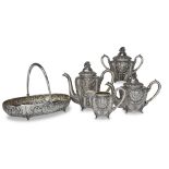 A Russian silver five-piece tea and coffee service Aleksei Baranov & the 4th Artel, Moscow, before