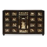 An Italian early Baroque bone-inlaid ebonized table cabinet likely Northern Italian, 17th century