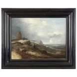 ATTRIBUTED TO PHILIPS WOUWERMAN (DUTCH 1619–1668) AN EXTENSIVE DUNE LANDSCAPE WITH ELEGANT FIGURES
