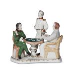 A Russian porcelain group "The Card Players from 'Pikovaya Dama' (The Queen of Spades)" First of May