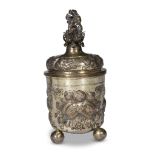 A German silver-gilt repoussé covered and footed beaker Sigmund Bierfreund, Nuremberg, circa 1665