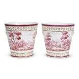 A pair of Paris porcelain hand-painted and parcel-gilt ice pails 19th century Each decorated in puce