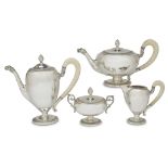 An Italian silver Neoclassical style four-piece tea and coffee service indistinct makers mark