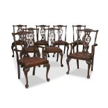 Eight George III style mahogany dining chairs late 19th/early century Comprising six side chairs and