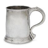 A George I Britannia silver mug marks heavily rubbed, likely London, 1723 H: 4 1/2, Dia: 4 in.