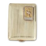 An Art Deco 14-karat gold lady's card case mounted with a stork likely American, circa 1920