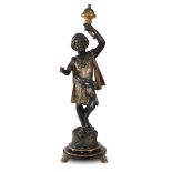 A Venetian polychromed figural lamp second half 19th century Originally intended as an oil lamp, the