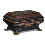 A rare Italian scagliola tea caddy possibly Naples, first half 19th century Of unusual voluted