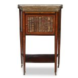 A Directoire style trapezoidal banded acajou and faux-book writing stand late 19th century The