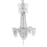 A William IV crystal and cut glass four-light gasolier in the manner of F & C Osler, mid 19th